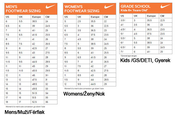 Boys' Clothing Size Chart. Nike UK