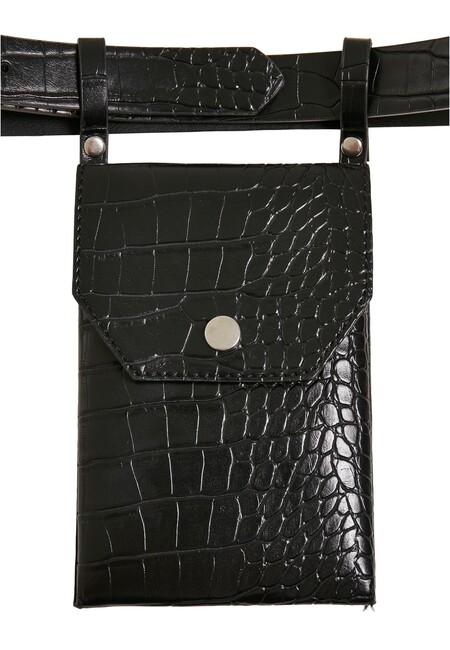 Urban Classics Croco Synthetic Pouch - Gangstagroup.com - Store Belt black/silver Hop Hip Fashion With Online Leather