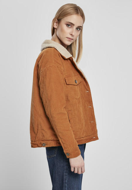 Urban Classics Ladies Store - Corduroy Gangstagroup.com Online Jacket Oversize Sherpa Hip Hop toffee/beige Fashion 