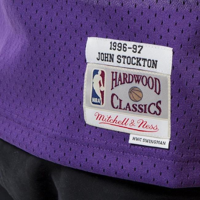 Men's Utah Jazz John Stockton Mitchell & Ness Purple Hardwood
