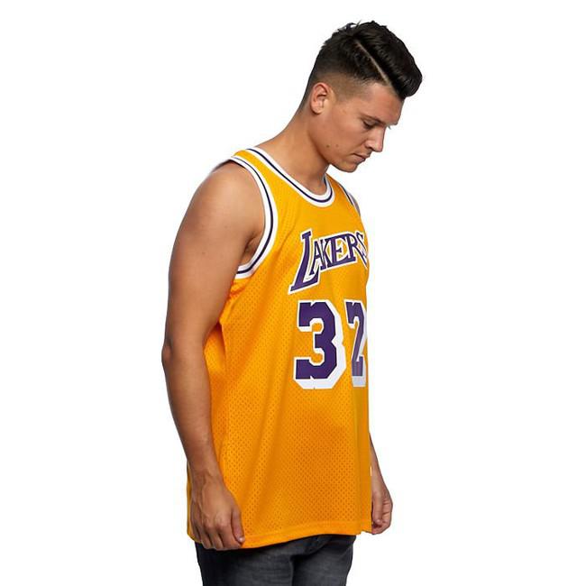 Vintage #32 MAGIC JOHNSON Los Angeles Lakers Sand Knit Jersey M