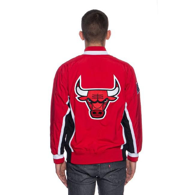 Men's Chicago Bulls Red Mitchell & Ness Hardwood Classics 75th Anniversary  Authentic Warmup Full-Snap Jacket