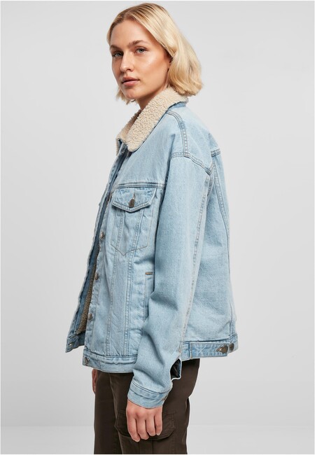 - Urban Online Hop Classics Sherpa Ladies Denim bleached Hip Fashion Gangstagroup.com Oversized clearblue - Store Jacket