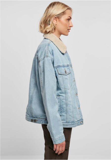 Urban Classics Store bleached Oversized Fashion Denim - Hop Ladies Sherpa Jacket Hip clearblue - Online Gangstagroup.com