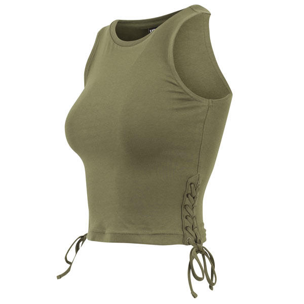 Urban Classics Ladies Lace Up olive Hip Online Fashion Store Top - - Hop Gangstagroup.com Cropped