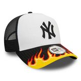 New Era 9FORTY E-Frame MLB FLAME Trucker Cap Black White