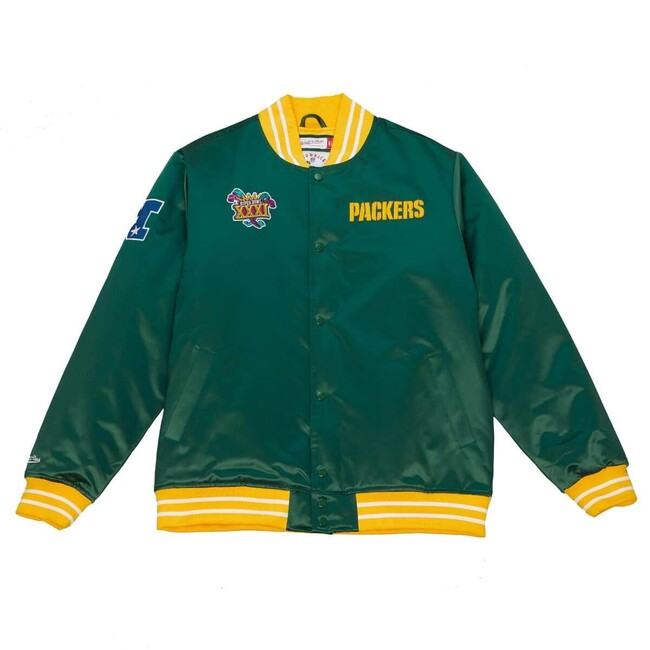 Mitchell & Ness Green Bay Packers Heavyweight Satin Jacket green