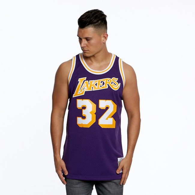 Men's Magic Johnson #32 Los Angeles Lakers Private School Purple