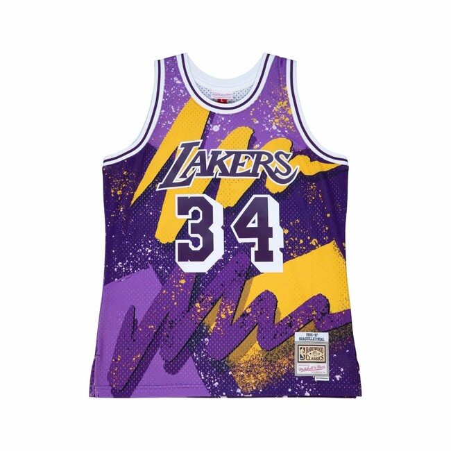 ShopExile 90s Lakers Tank Top Shaq 34 Purple Basketball Jersey Los Angeles NBA Retro Shaquille O'Neal 1990s Sports Shirt Vintage Extra Large XL