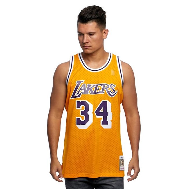  Mitchell & Ness Los Angeles Lakers Shaquille O Neal 34 Yellow  Replica Swingman Jersey 2.0 NBA HWC Basketball Trikot : Sports & Outdoors