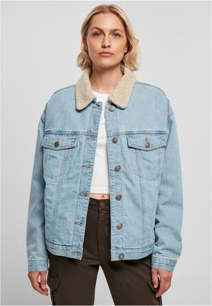bleached Fashion - Classics - Gangstagroup.com Store Online Hip Ladies Jacket Urban clearblue Oversized Denim Sherpa Hop