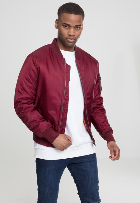 Urban Classics Basic Bomber Jacket burgundy -  - Online Hip  Hop Fashion Store