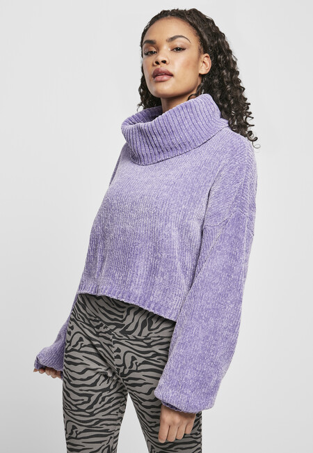 Short - - Urban Hip Gangstagroup.com Online Hop Store Ladies Classics Sweater Turtleneck Chenille Fashion lavender