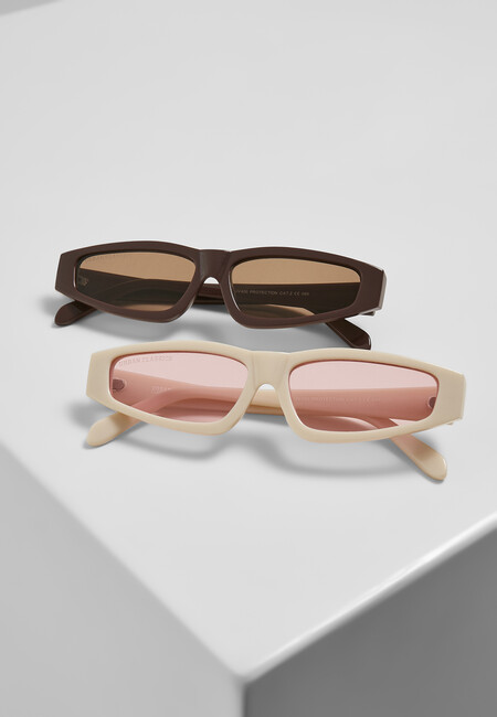 Urban Classics 2-Pack Fashion Gangstagroup.com Online - Store Sunglasses Lefkada Hop Hip - brown/brown+offwhite/pink